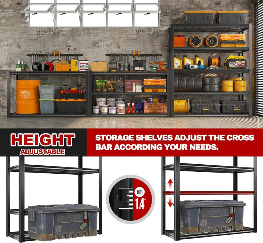 REIBII 5 Tiers Storage Shelves 2500LBS Basement Storage Shelves for Garage, Warehouse, Industrial,Diy Storage Shelves