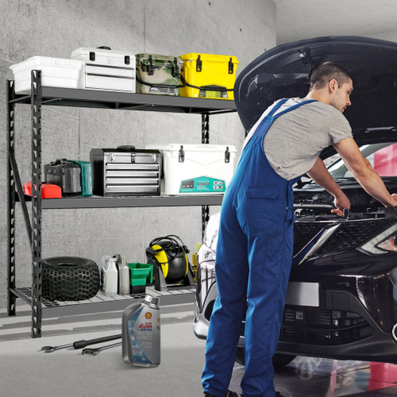 Industrial 3-Tier Heavy-Duty Garage Shelving Unit (77"W x 72"H)