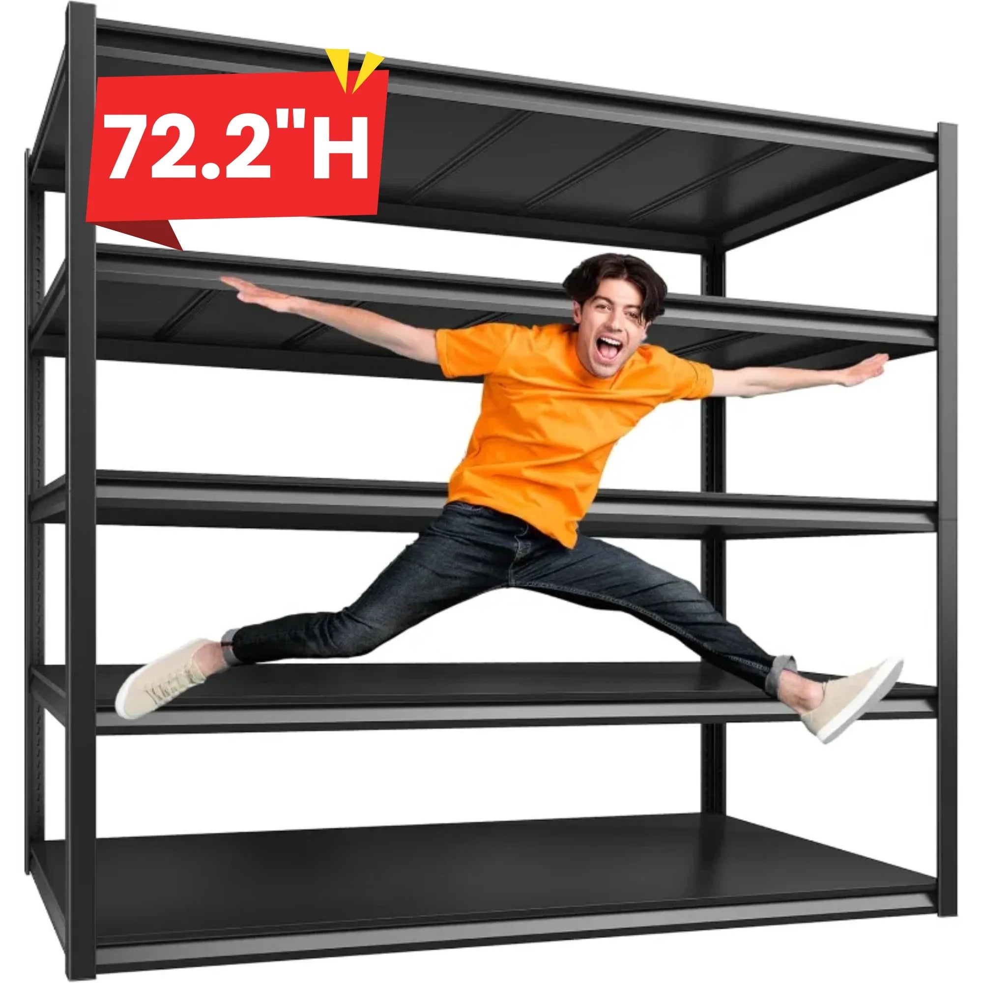 48.4“W Garage Shelving 3000LBS Heavy Duty Metal Storage Shelves, Industrial Storage Shelving for Basement Warehouse