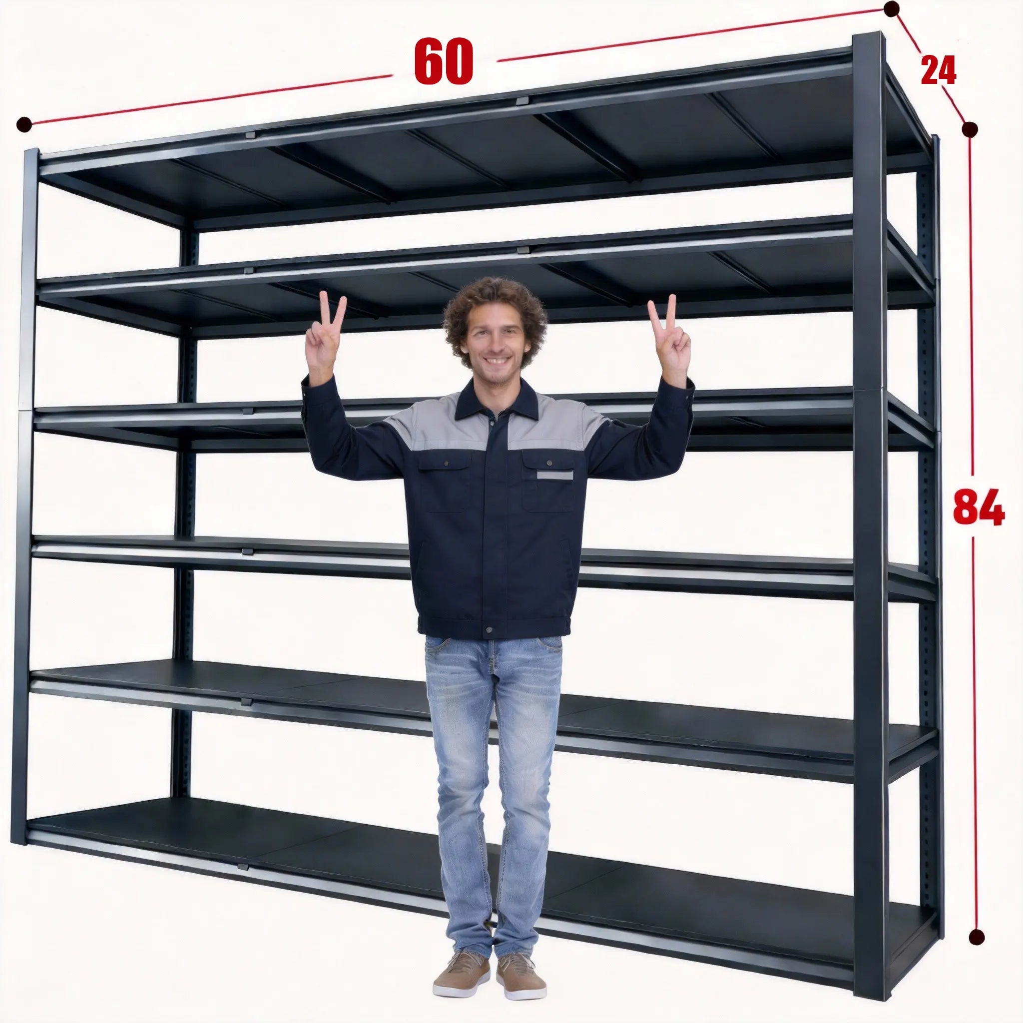 60"W X 84"H Heavy Duty Industrial Garage Shelving,6-Tier Adjustable Storage Shelves for Garage,Warehouse, Basement