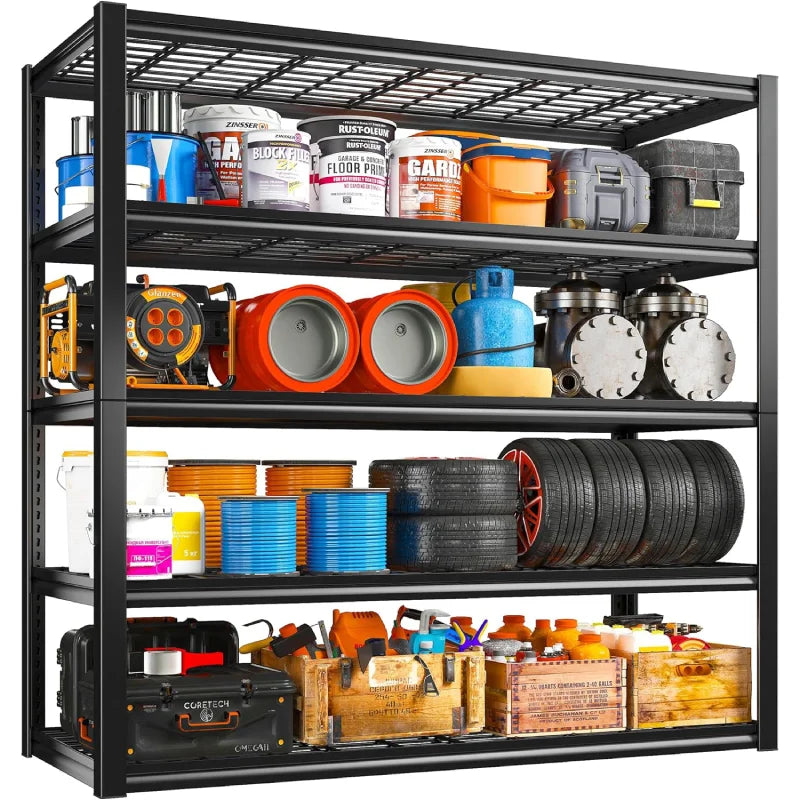 REIBII 5 Tiers Storage Shelves 2500LBS Basement Storage Shelves for Garage, Warehouse, Industrial,Diy Storage Shelves