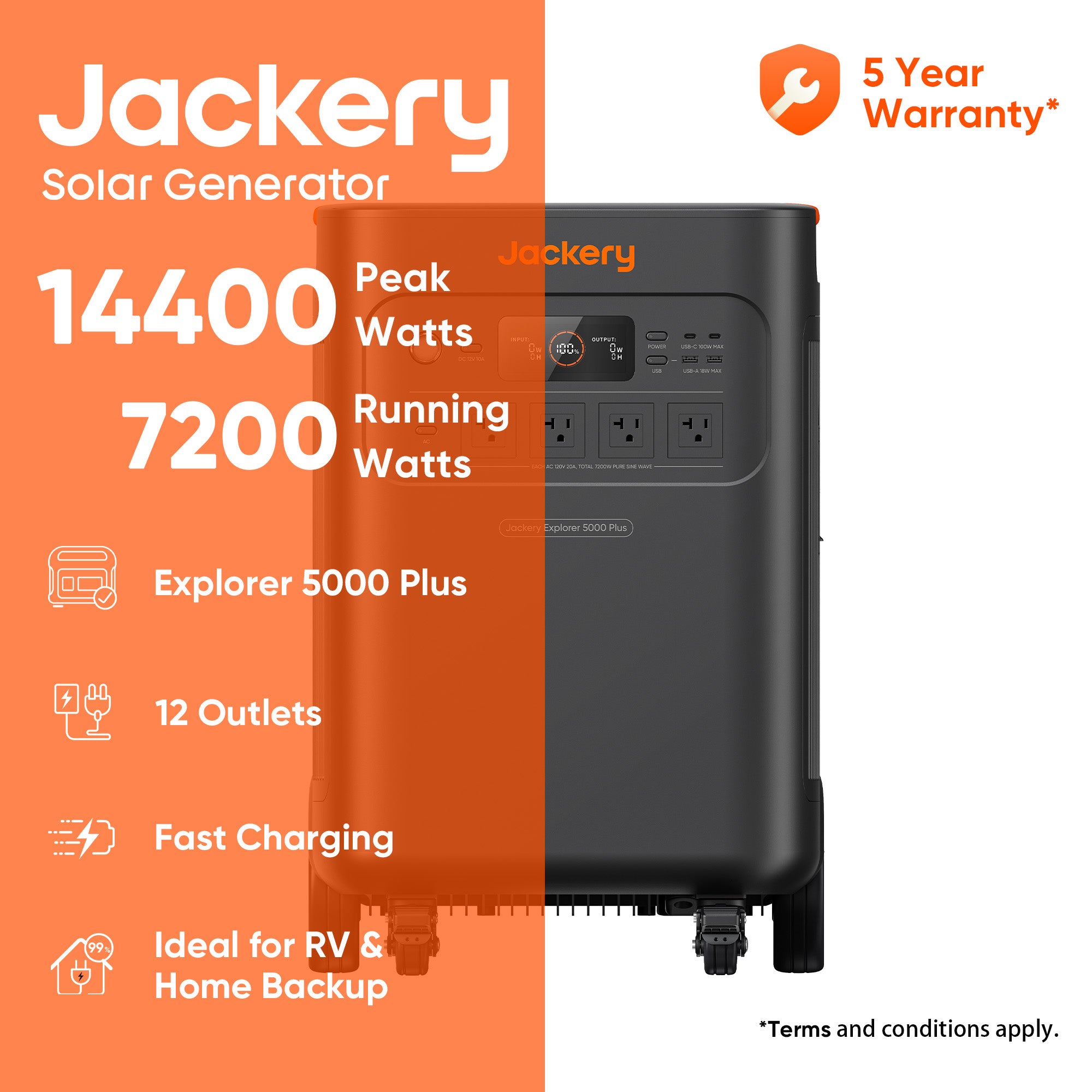 Jackery E5000Plus Solar Generator - 5040Wh Portable Power Station